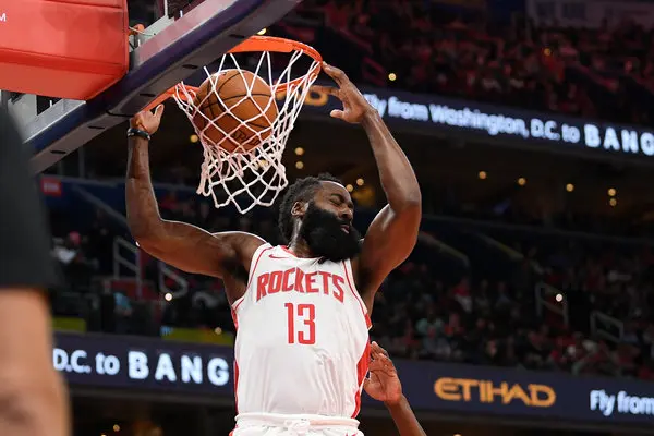James Harden Of Houston Rockets Scoring A Point Against Washington Wizards