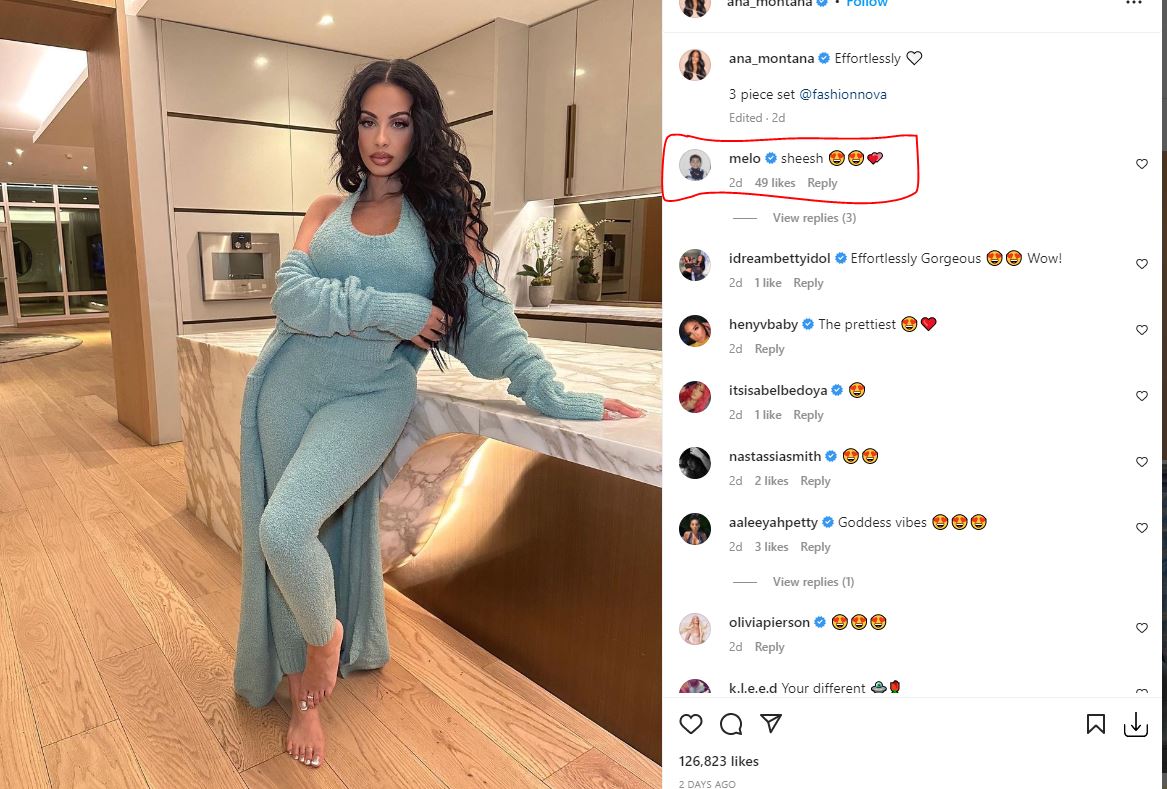 LaMelo's Comment on Ana Montana's Instagram Picture 