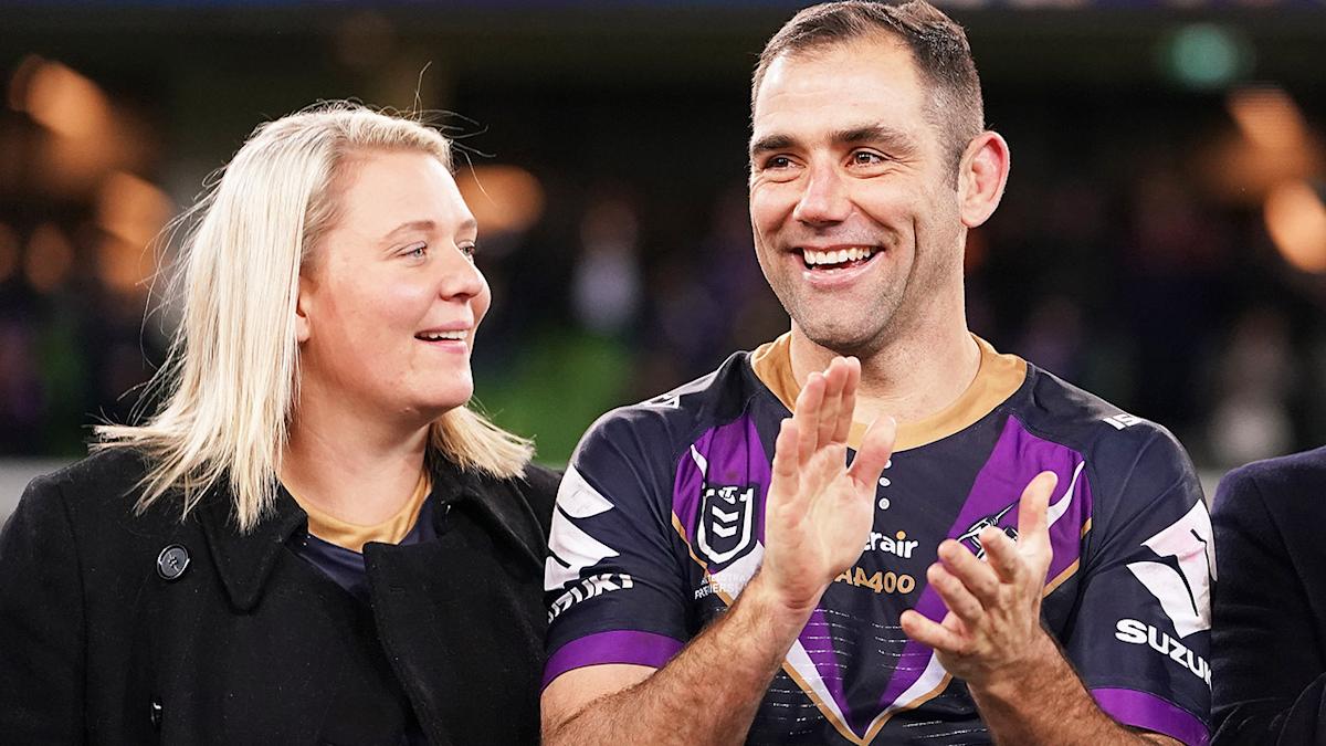 Rugby league player Cameron smith with his wife 