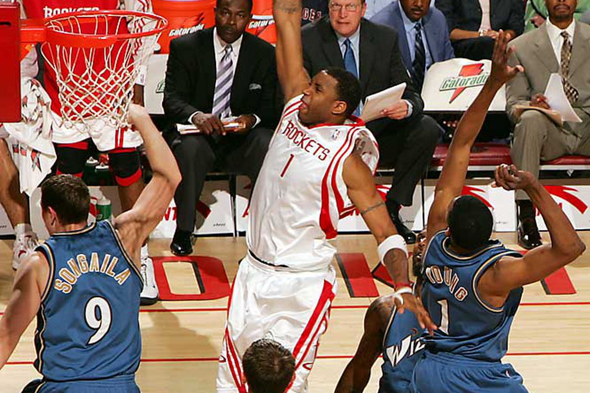 Houston Rockets guard Tracy McGrady Scores A Point In A Dunk 