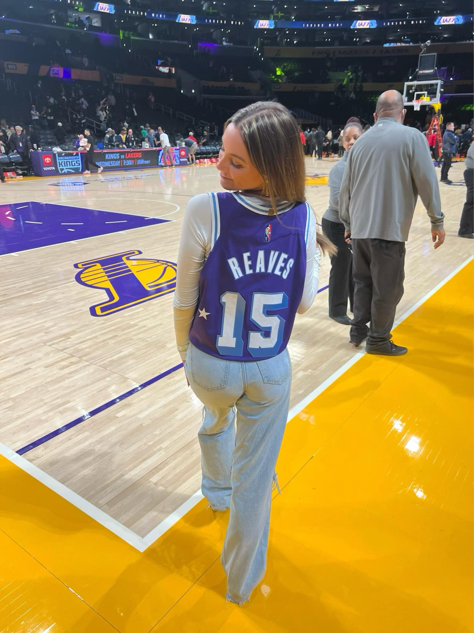 Jenna Barber On Austin Reaves Jersey At crypto.com Arena 