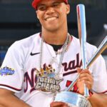 Juan Soto Posing With His Home Run Derby Trophy