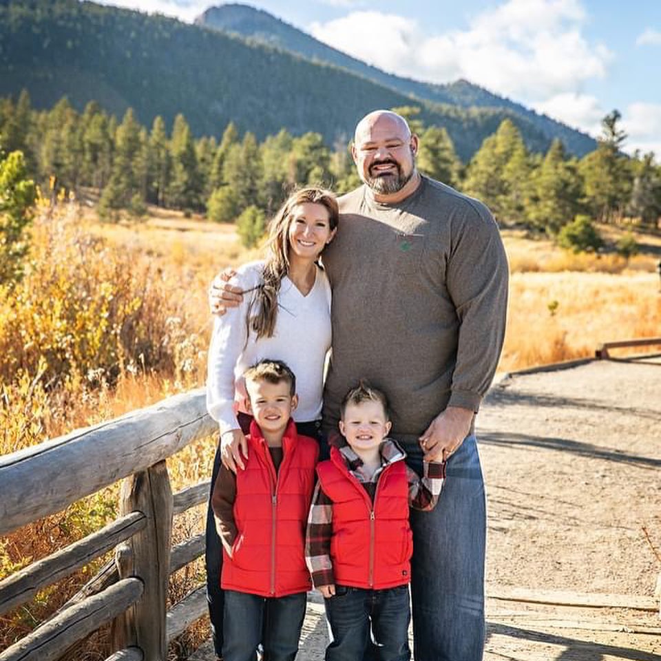 Brian Shaw With His Wife And Two Sons