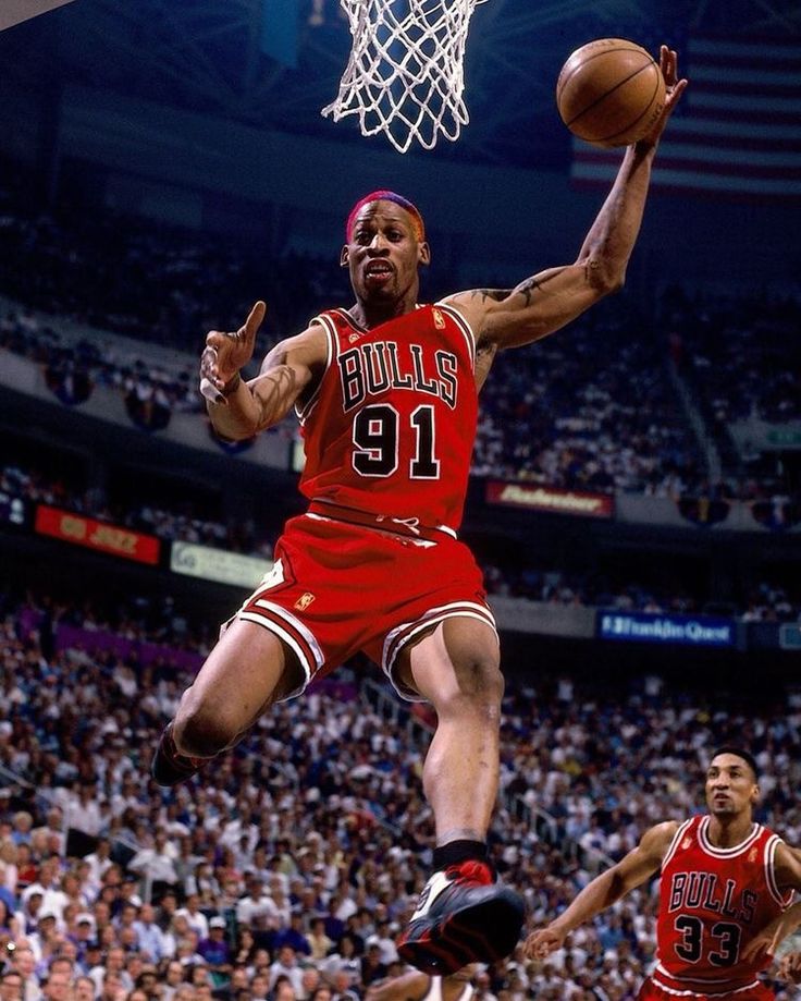Dennis Rodman playing for the Bulls