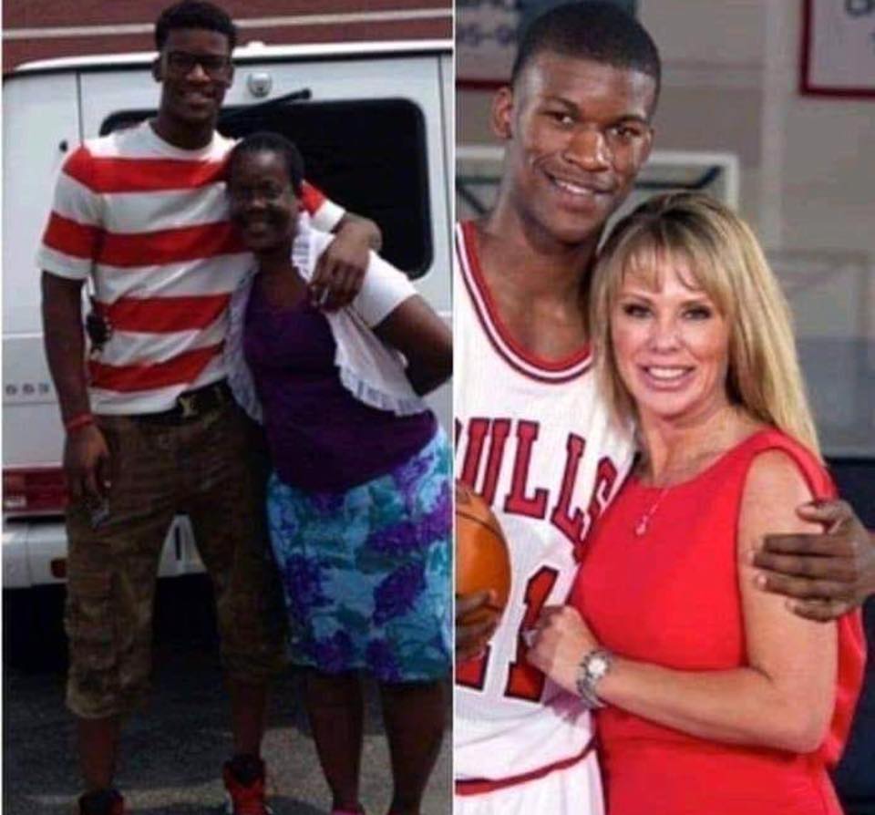 Jimmy Butler With His Mothers 