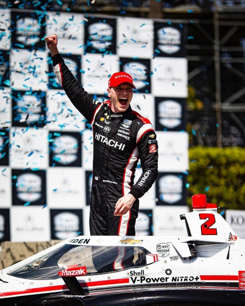 Josef Newgarden Cheering After Finishing Race