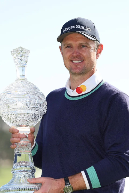 Justin Rose Holding His Trophy