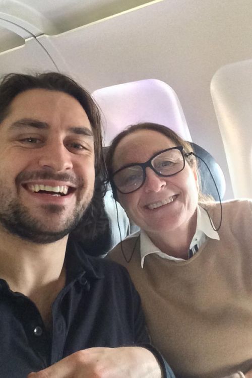 Mats Zuccarello Pictured With Mom Anita During A Flight In 2016