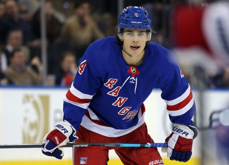 Braden Schneider Pictured During Earlier This Year During A Game For New York Rangers