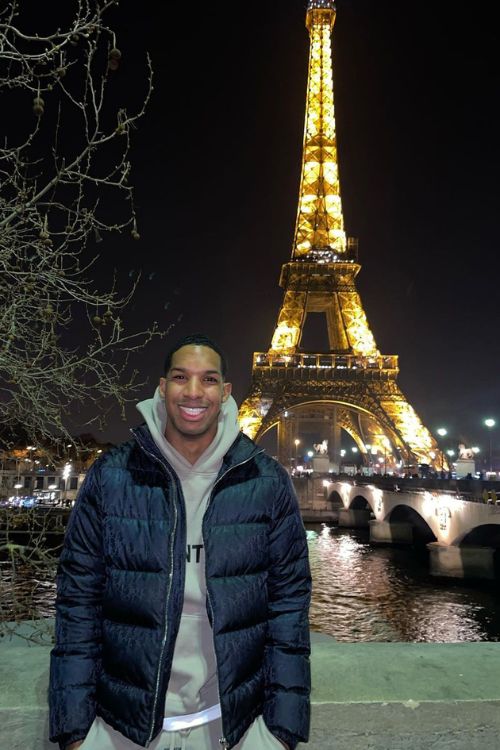 Dane Rashford Strikes A Pose In Front Of The Eiffel Tower During A Trip To France In 2022