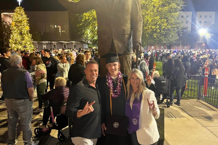 Tanner Van Lith Pictured With His Parents After His Gradaution From GCU In 2022