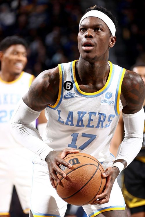 Los Angeles Lakers Point Guard Dennis Schroder Looks Ready To Take His Shot In A Game Held In February 2023
