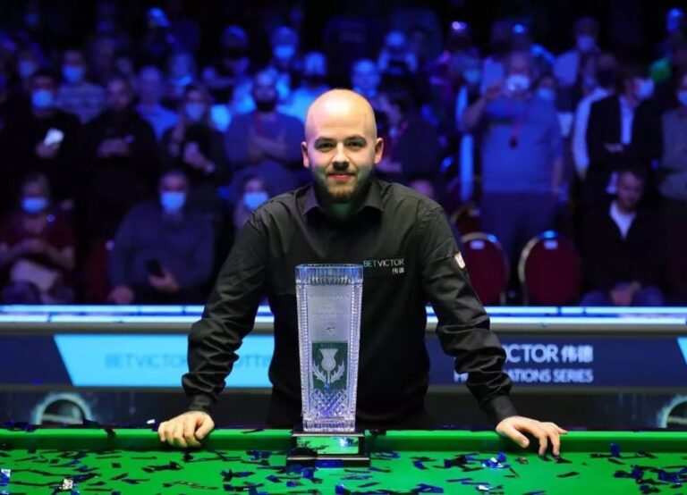 Luca Brecel Pictured With The Scottish Open Trophy In 2021