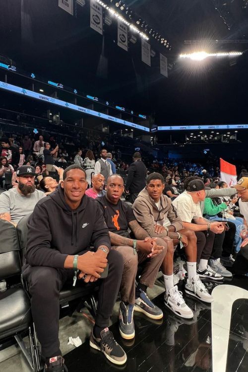 Marcus Rashford Pictured With His Two Brothers Dane And Dwaine At Barclays Center In 2022