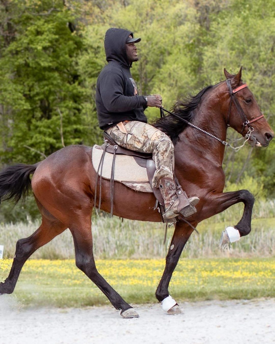 NFL Player Devin Riding A Horse