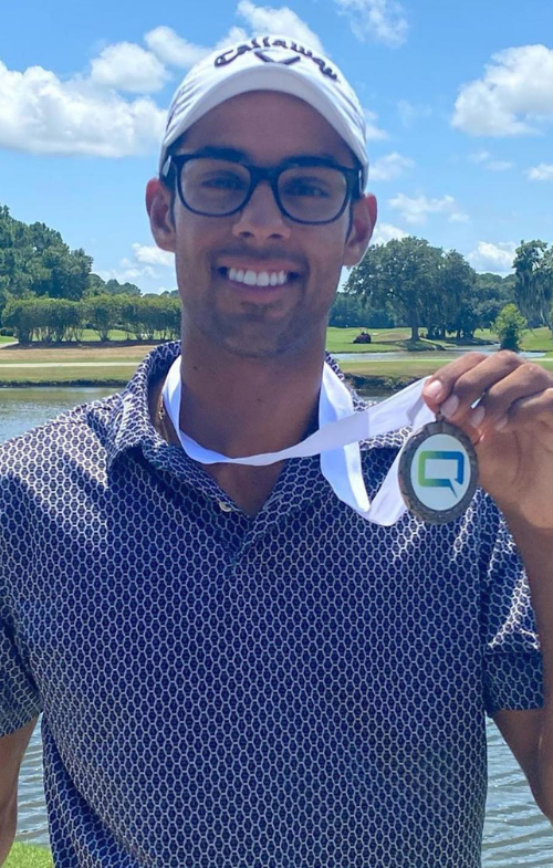 Akshay Bhatia Showing His Winning Medal To His Fans