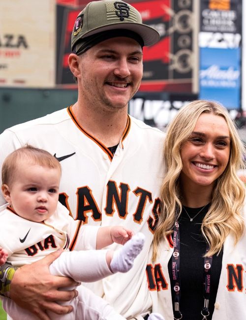 Bailey With His Spouse & Daughter After His MLB Debut Game In May 2023