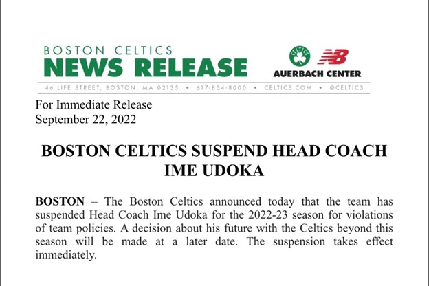 Boston Celtics Statement