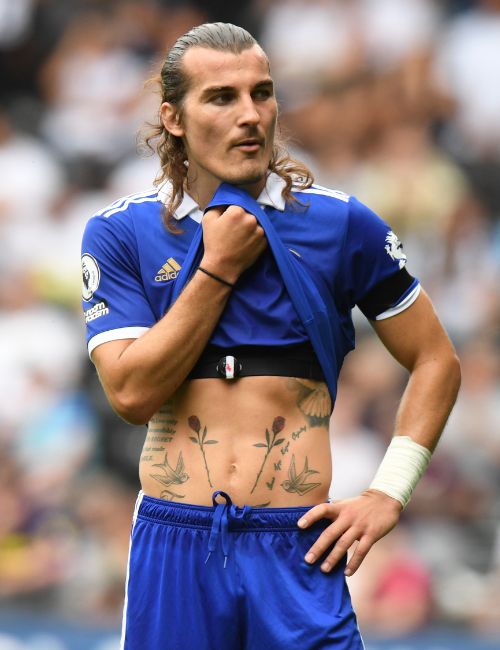 Caglar Soyuncu Flaunting His Tattoo