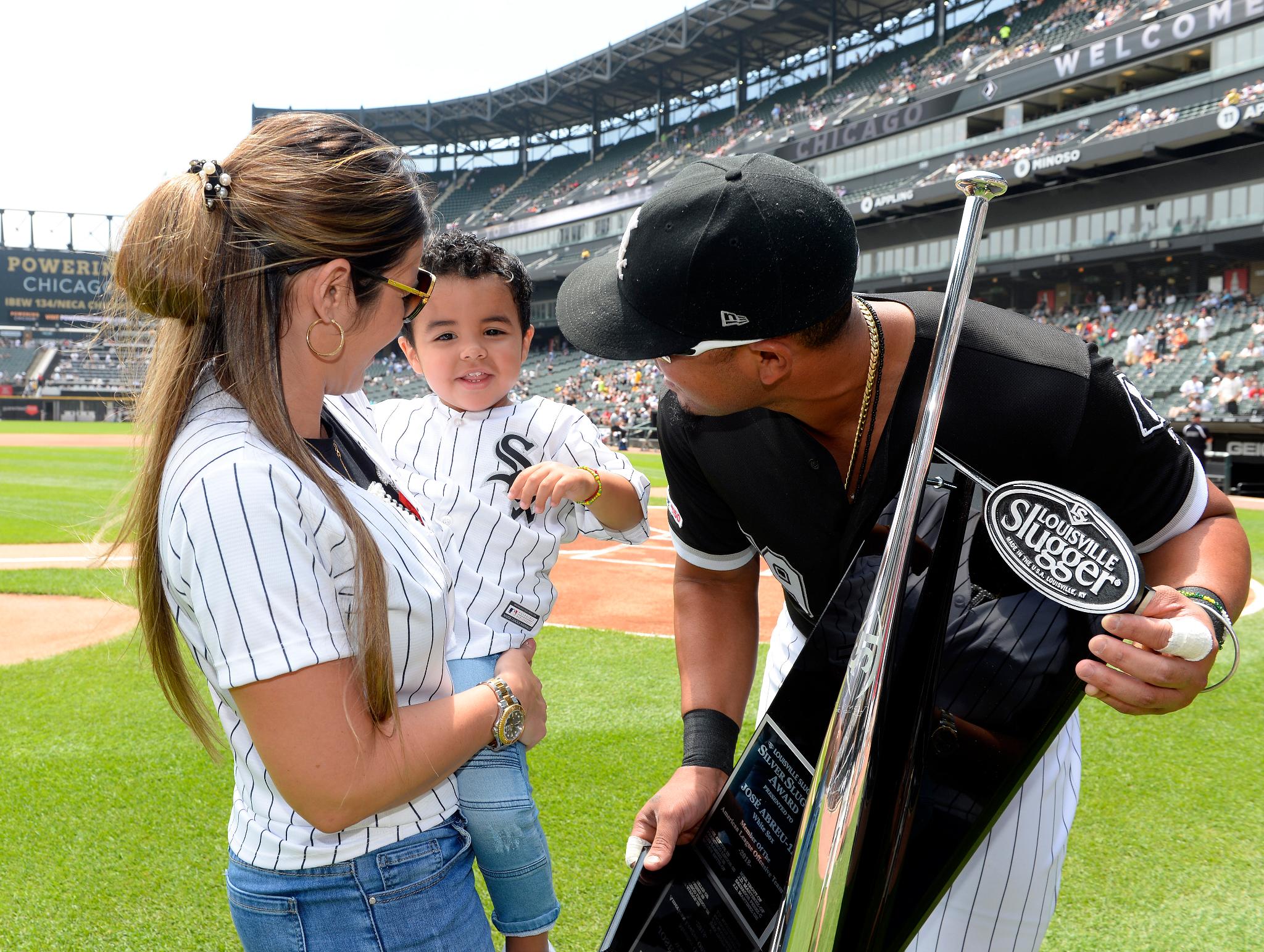 Jose With His Wife And Son After Winning Silver Slugger Award