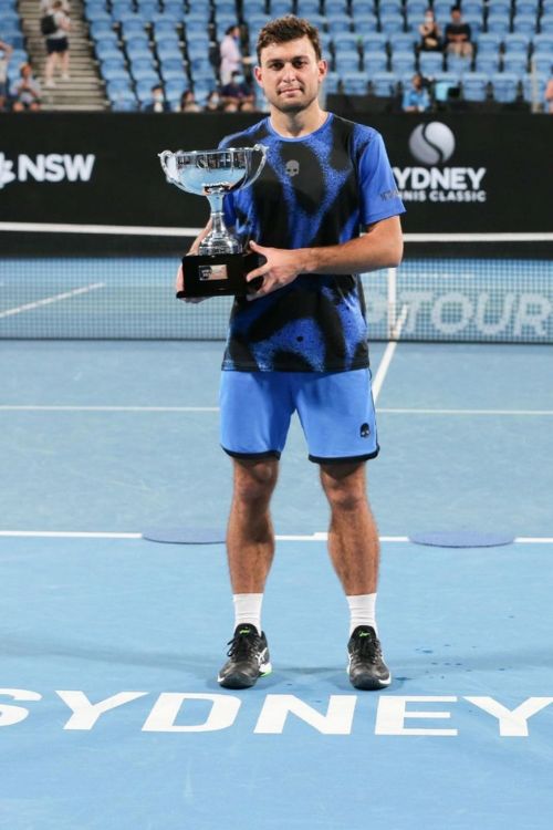 Karatsev Flaunting His Trophy After Winning In Sydney