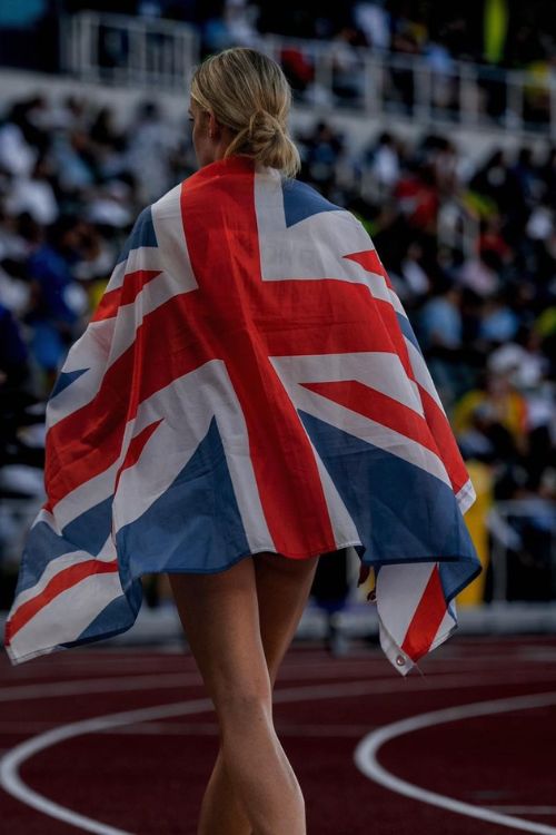Keeley Hodgkinson With the Great Britain Flag