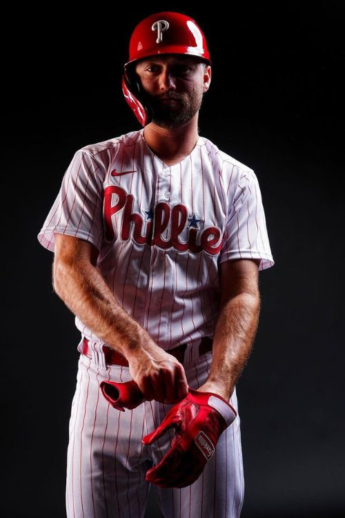 Kody Clemens Putting On His Baseball Mitts