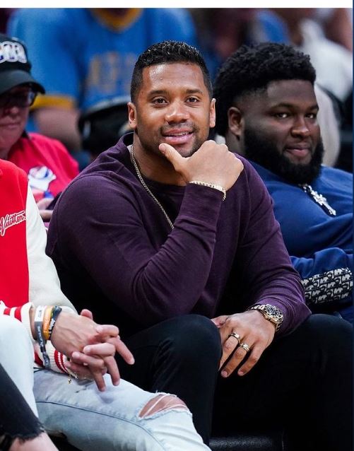 NFL Player Russell Wilson At Game 1 Of 2023 NBA Conference Finals Supporting The Nuggets & Nikola Jokic
