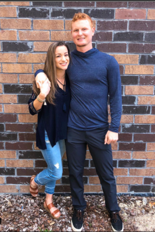 Pavin Smith With Wife, Amanda before the match starts