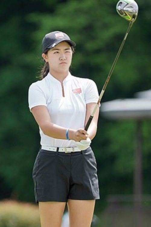 Rose Zhang Taking Measurements Before Taking A Swing