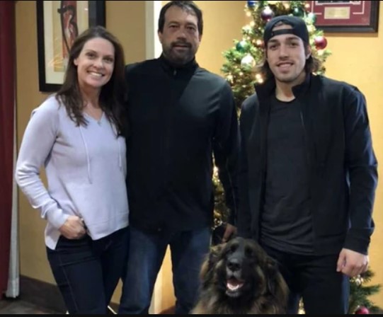 Ryan Lomberg With His Parents & Pet Dog Mia