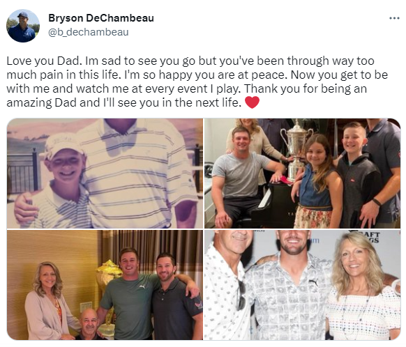 Bryson DeChambeau Post On Twitter Regarding His Father's Death
