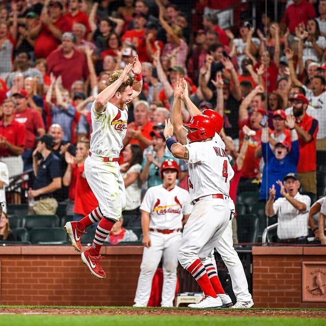 Harrison Bader Celebrating Victory With Team 