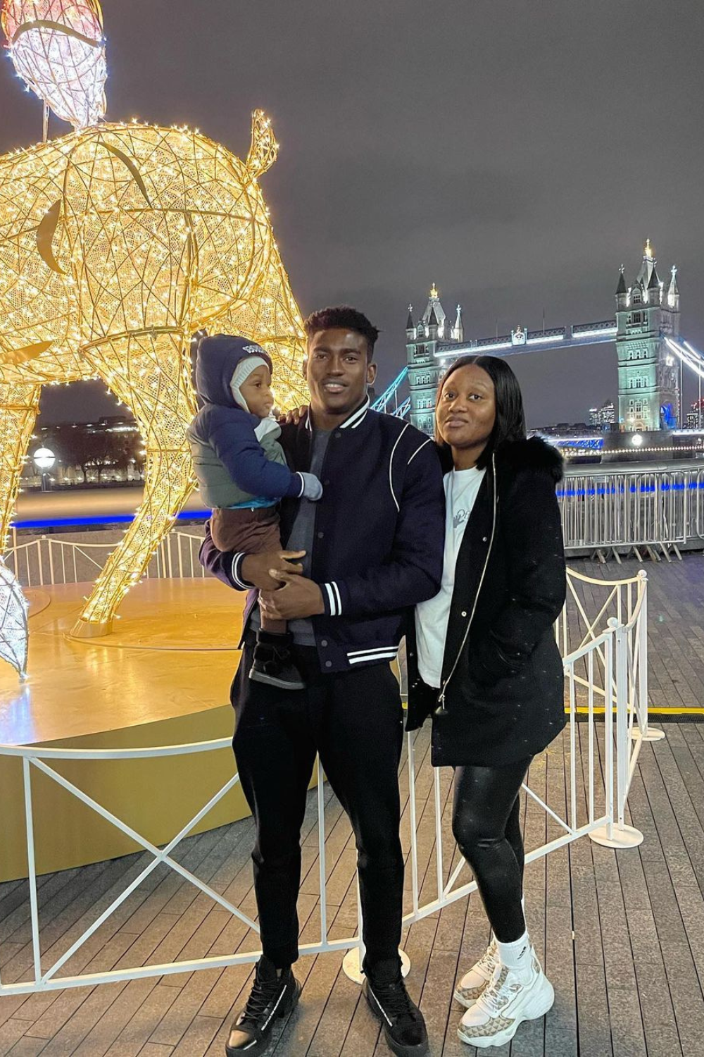 Taiwo Awoniyi With His Wife And Son