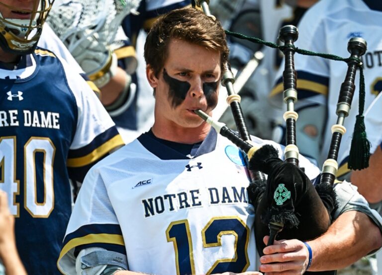 Notre Dame's Brian Tevlin Playing Bagpipe