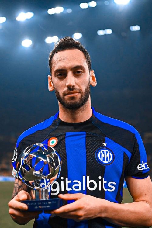 Hakan Calhanoglu with his UCL POTM 