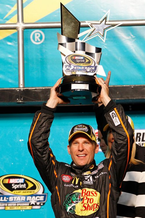 Jamie Mcmurray Holding All-Star Race Trophy 