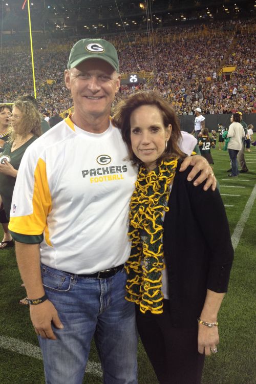 AJ Hawk Parents Keith And Judy Hawk Pictured At Lambeau Field In 2013