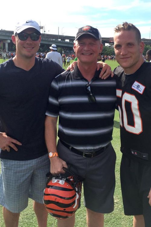 AJ Hawk (R) With Father Keith Hawk (M) And Brother Ryan Hawk 