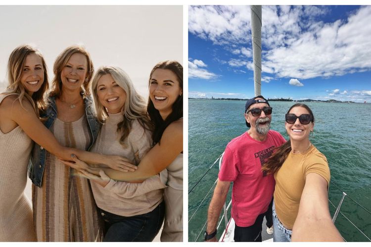 On Left: Alex Morgan With Her Mom, Pamela And Her Three Sisters, And On Right: Alex With Her Father, Michael