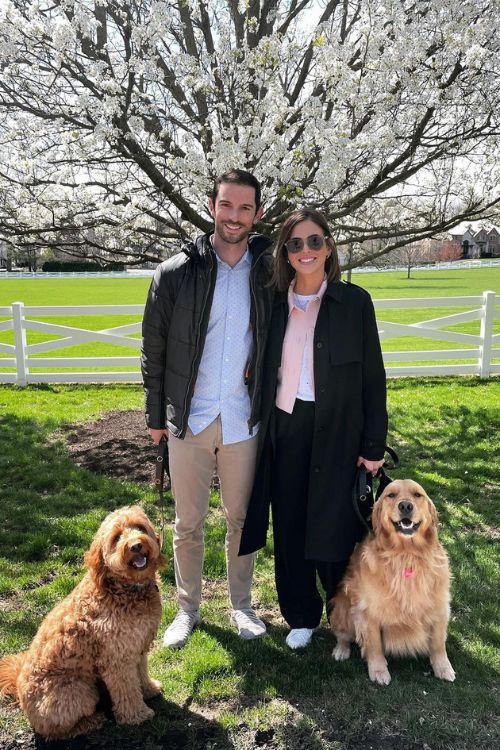 Alexander Rossi And His Fiance, Kelly Mossop Picture With Their Pets Brunner (L) And Diane In 2022
