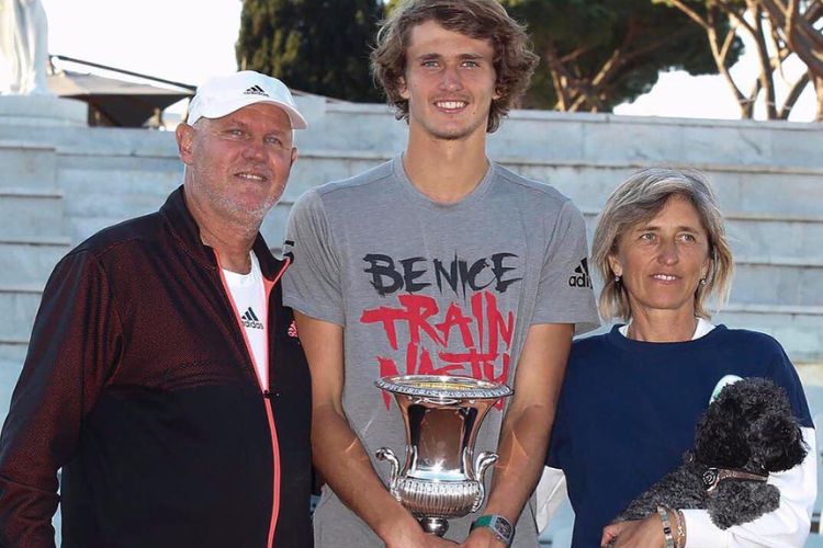 Alexander Zverev With His Parents Alexander Sr And Irina Zverev And Their Pet Dog Pictured In 2017