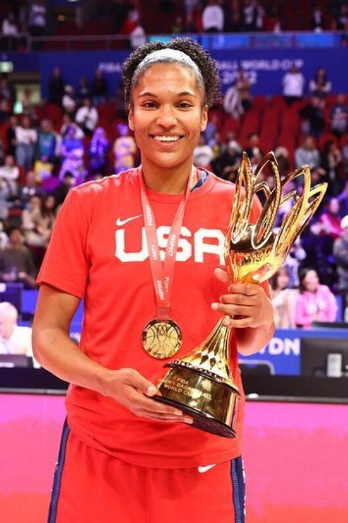 Alyssa Thomas Pictured Winning A Trophy While Representing The US In 2022