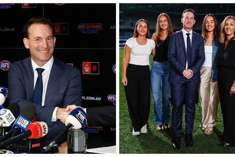 Andrew Dillon Pictured With His Daughters And Wife At The Marvel Stadium 