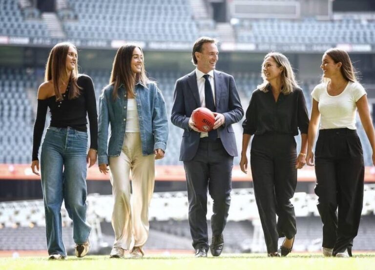 Andrew Dillon Pictured With His Wife Amanda And Their Three Daughters At The Marvel Stadium On May 1, 2023
