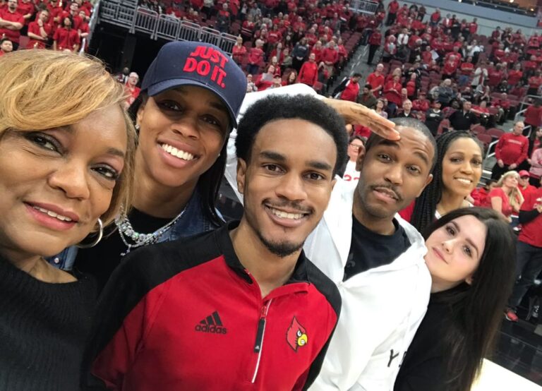 Asia Durr Pictured With Her Family Including Her Brother Christian(White Jacket) In 2020 At Louisville Basketball Court