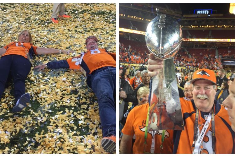 Brandon McManus's Parents, Dennis And Susan Celebrate Their Son's Superbowl Victory In Levi's Stadium In 2016