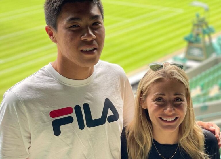 Brandon Nakashima Pictured With His Girlfriend Amelia Ruiz After Completing His Practice Session For Wimbledon In 2022