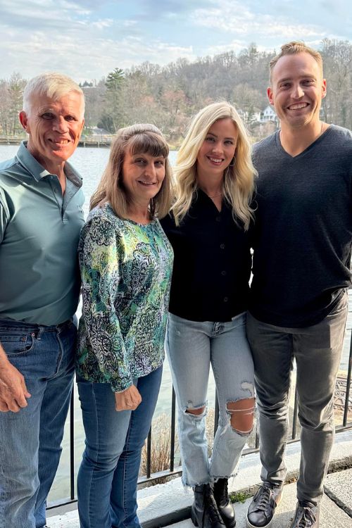 Brandon Nimmo Pictured With His Parents, Ron And Patti Nimmo, With Wife Chelsea Bradley Also In Frame
