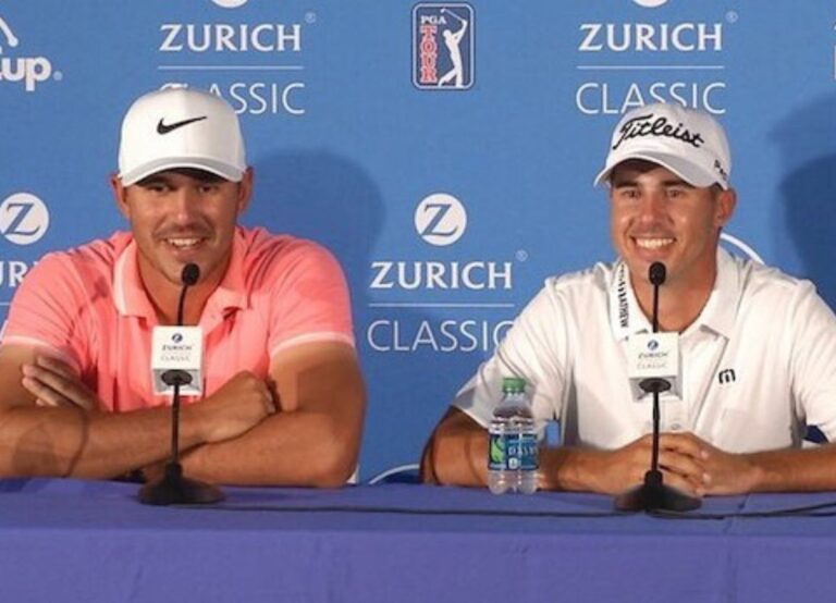 Brooks Kopeka And His Brother Chase Koepka Answer The Media's Questions In The Zurich Classic Event